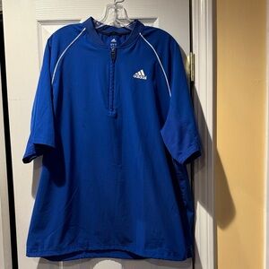 adidas Blue Short-Sleeve Half-Zip Athletic Top